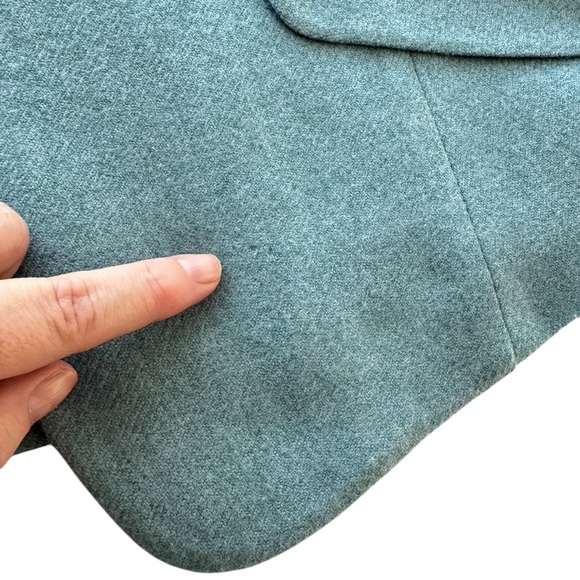 Akris Punto Sumptuous Aqua Jacket 100% Wool Light‎ Blue Hook & Eye Flaws US 12 - Picture 10 of 16